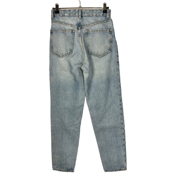 Zara Light Blue Wash Busted Knee Straight Leg Jeans 2 - Picture 2 of 3